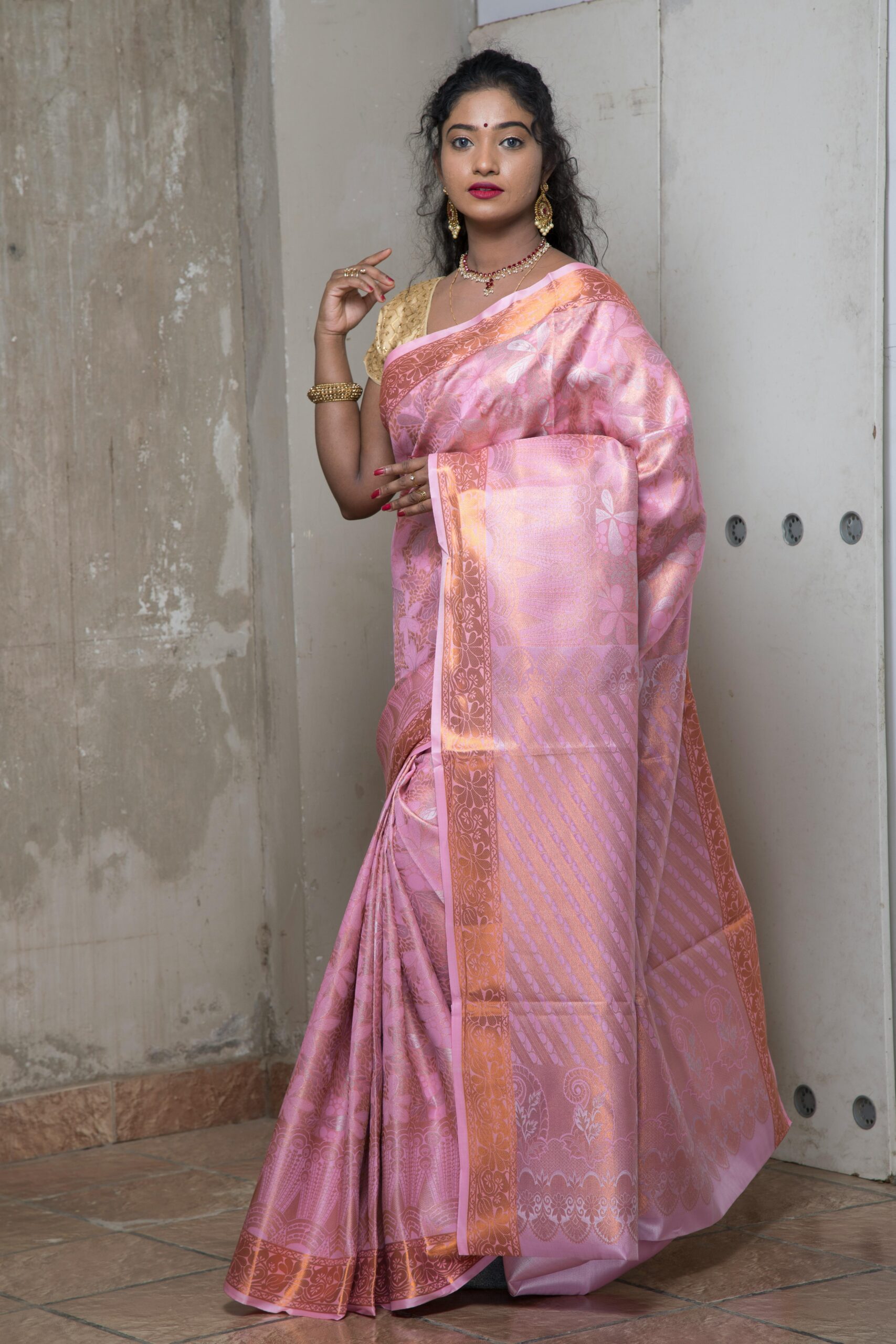 Rose Pink Designer Georgette Saree
