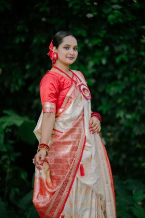 Pearl White Pure Silk Saree